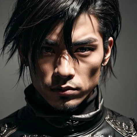 1 man, Japanese man, male, Asian eyes, muscular, broad shoulders, yakuza tattoos, hairstyle Visual Kei style, hair Visual Kei, black mens shirt and black pants, ultra detailed face, and eyes,  hyperrealistic, realistic representation, long hair, long hair,...