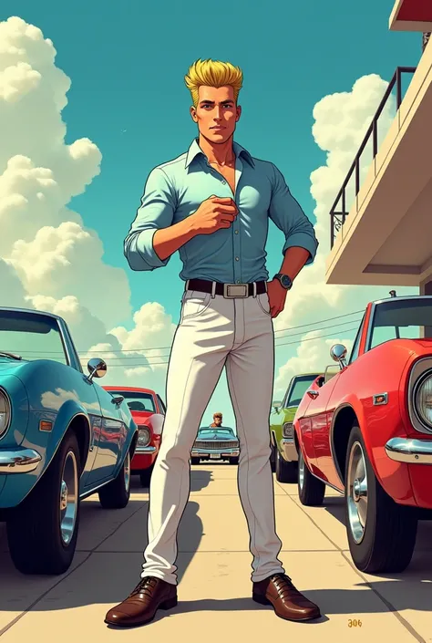 Johnny Bravo selling cars