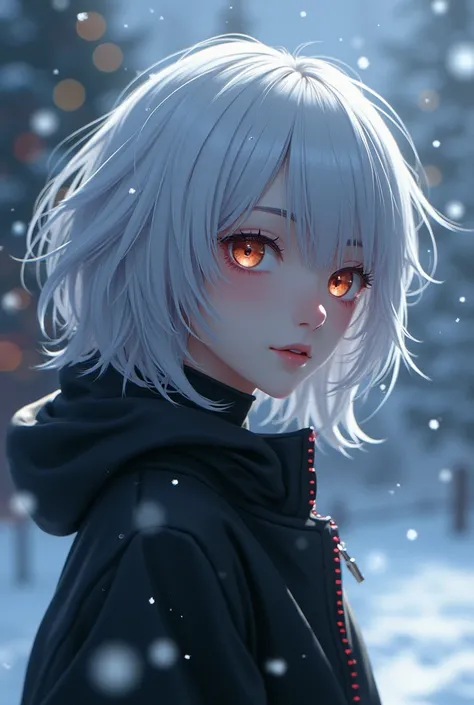 Platinum hair, Cartoon, anime, Dark, Sexy, Snowing, Christmas, holiday 