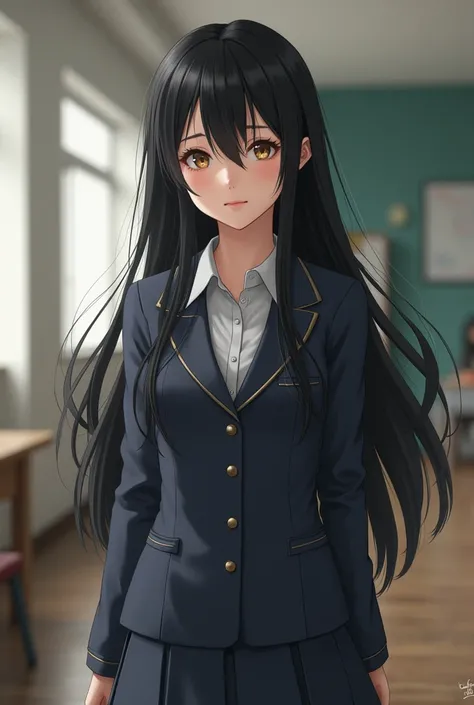  black long hair ,In good shape,Pretty girl,schoolgirl