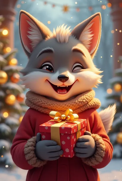 Wolf boy , New Year, Cute, present