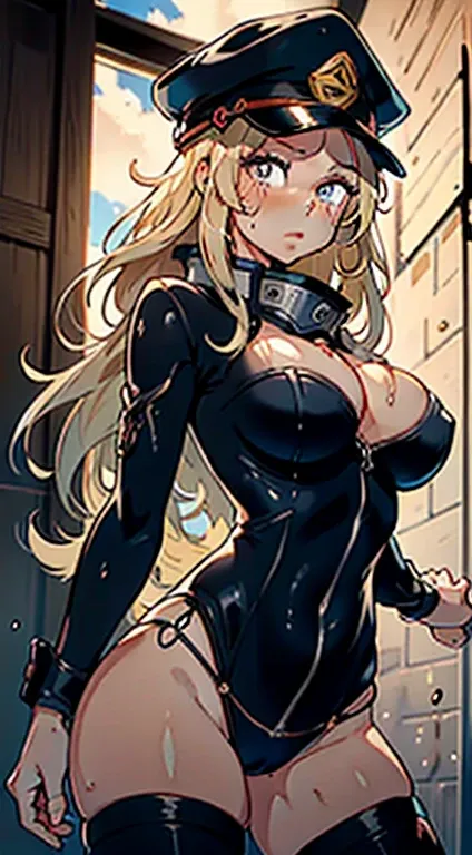 Camie Utsushimi, 1girl, shes wet, shocked facial expression, long blond hair, short messy hair, wet hair, from underneith,（（tmasterpiece），（Very detailed CG unity 8K wallpaper），best qualtiy，，report，1girll，cinmatic lighting，detailed back ground，beatiful deta...