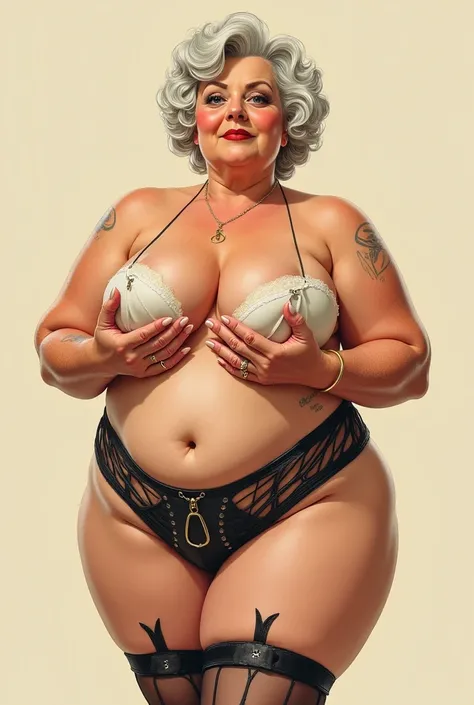 nude granny huge tits  lifting her tits wearing garterbelt and stockings "bill ward" vintage art style good girl cartoon