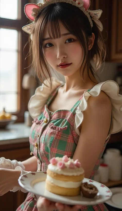 Ultra-realistic, Realistic,  Dramatic Scene ,  milk, Global Illumination, photo,  unique , ( A famous Japanese idol girl in her teens :1.5),  very pretty 脆弱的日本女孩,  very pretty ， A very cute yet boyish cool face , Close to her delicate face , Detailed facia...