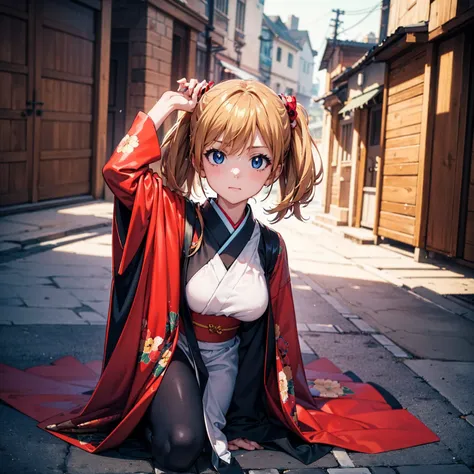 ( top quality,masterpiece:1.2),(Anime Style, comical noir style :1.1), one girl , Cute Style ,Adorable, very detailed eyes, face with extra detail, very fine hair,8k,resolution,kimono,Full body portrait