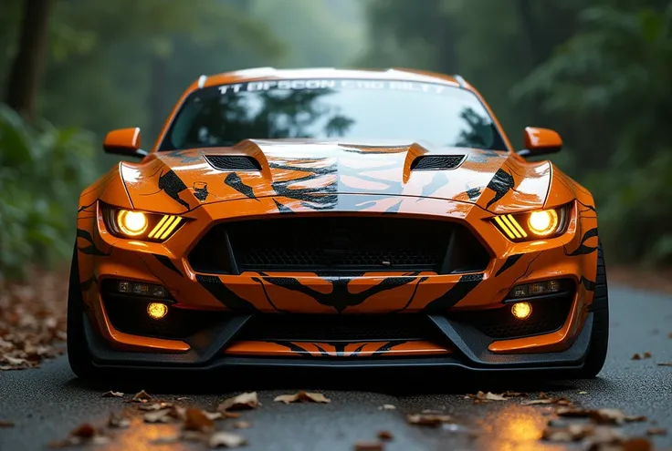 Tiger Muscle Car
"A powerful muscle car fused with a tiger, featuring sleek orange and black striped patterns across its body, glowing yellow headlights shaped like feline eyes, and claw-like tire rims. The hood has a raised design resembling a tiger’s sno...