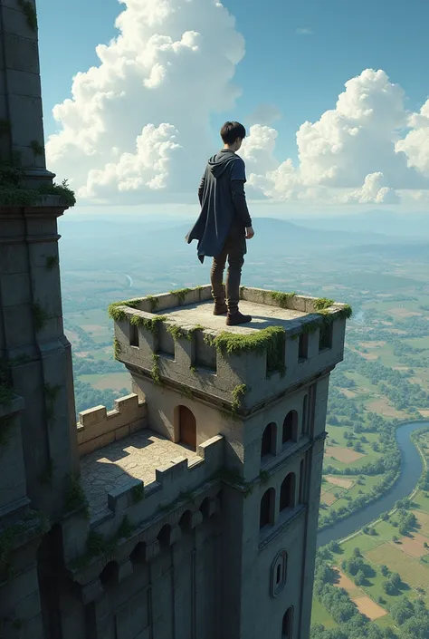 A boy of 22 years age standing in a tower