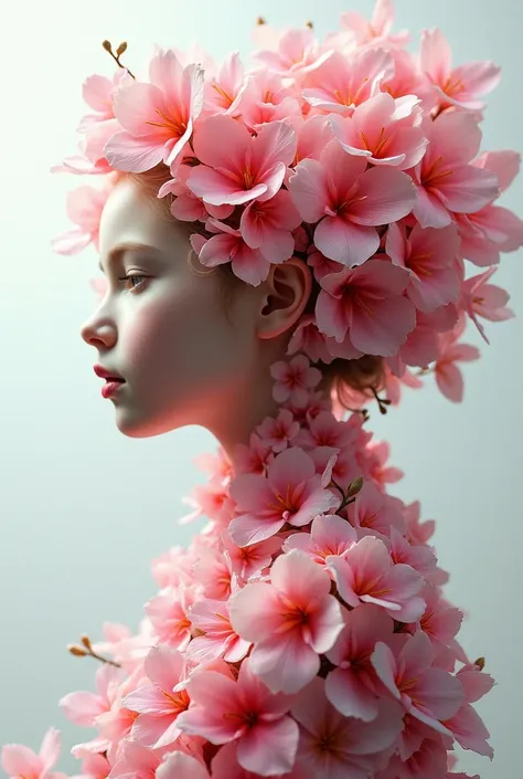 (Illusion d&#39;optique:1.4), a girl made of petals, art conceptuel, (best quality, chef-d&#39;artwork, Representative work, art officiel, professionnel, 8K)