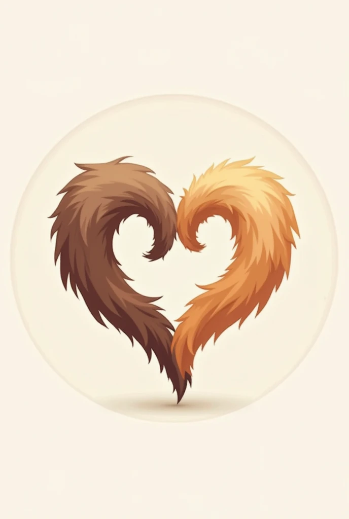 Circle Logo of dog and cat tails in heart position