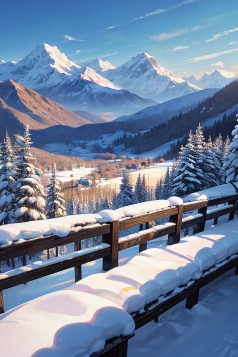  top quality、 landscape painting、snow景色、snow、Mountain、nature