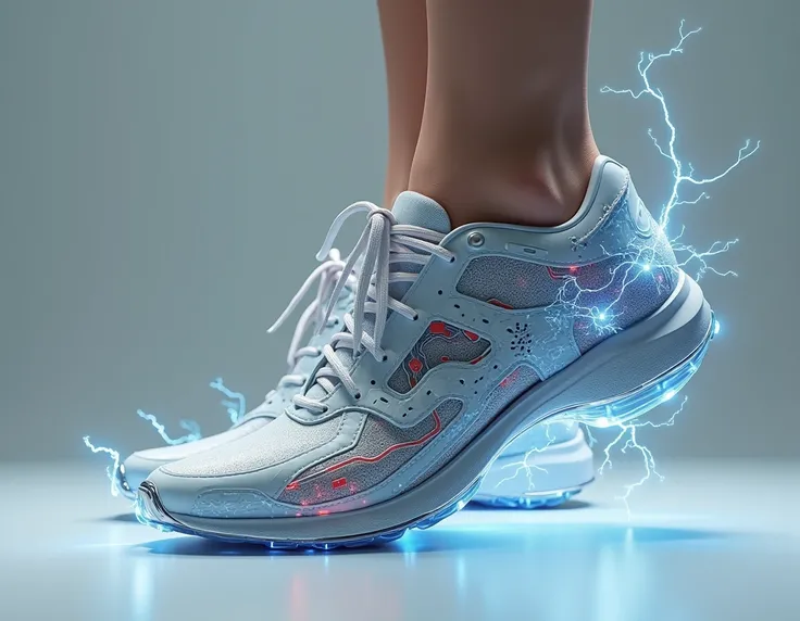 visble wires and circuit board embed on or inside the shoe and electricity sparking out of it women wearing the shoe it should be have more circuit 