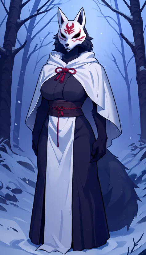 (zPDXL2), (PonyXLV6_Scores), source_anime, source_anthro, source_furry, rating_explicit, Expressiveh, full body shot, asymmetric image, BREAK
lhata4564, 
Solo, female, standing, simple background, fox, ((black fox mask, black face fur)), breasts, dark fore...