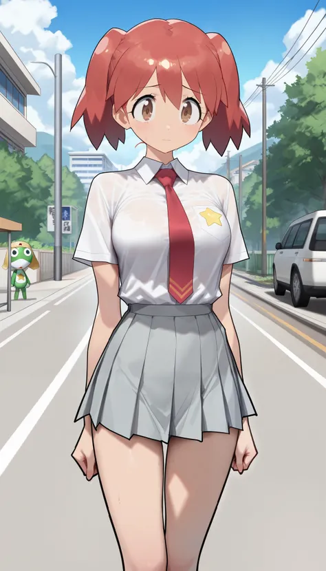 (masterpiece,best quality:1.2,amazing quality,very aesthetic,absurdres,newest),official style,morning,after rape,(Hinata Natsumi,Alone),Keroro Gunsou,(adult:1.2),(very small head:1.2), twintails hair,red hair,gorgeous eyes,brown eyes,sad,(ideal ratio body ...