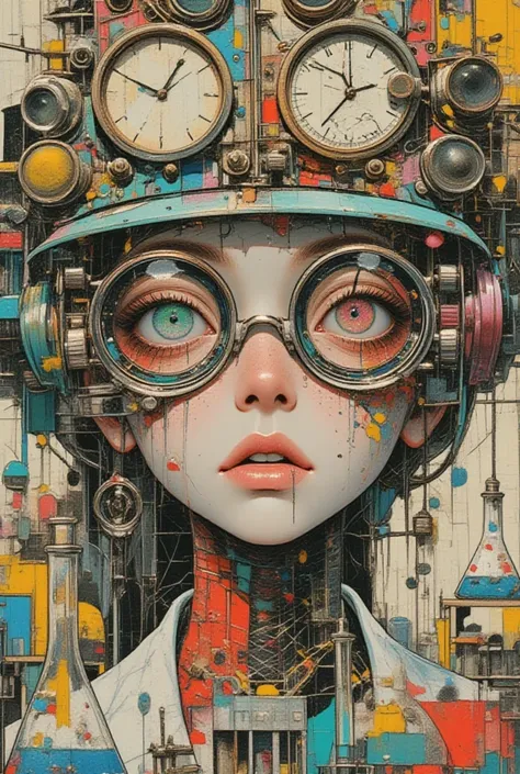  Mad Doctor Woman 、She says「call me Dr.silencer」 surreal collage, a contemporary artistic collage, collage artwork,     New Album Cover    ,    Great job! , digital collage, ( collage ), collage art, contemporary collage, mixed media collage,     surreal +...