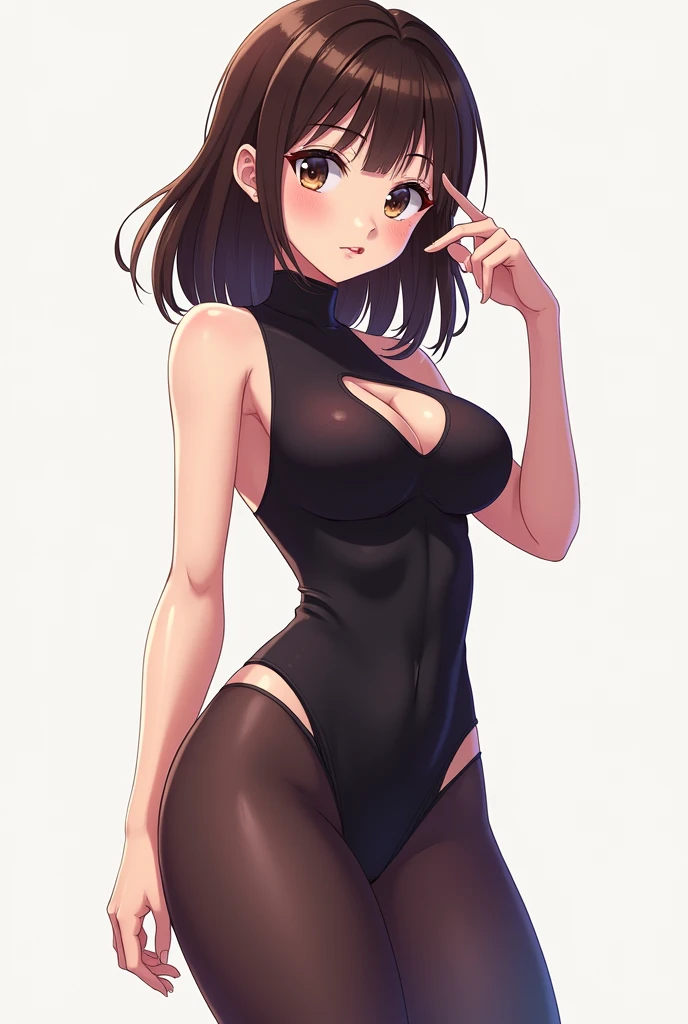 An anime girl with tight spandex and firm breasts