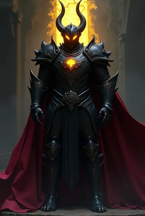 Black Knight, Yellow Eye Light , dark red cape