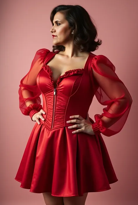 The AVN award goes to an exuberant plus size and sensual exhibitionist MILF in a blouse with a deep V-neck and natural, saggy breasts with a pronounced neckline.  The adult costume in the image is a stunning red mini dress that radiates vintage-inspired el...