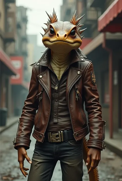 lizard in a leather jacket