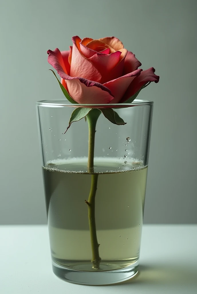 Rose in wilted water