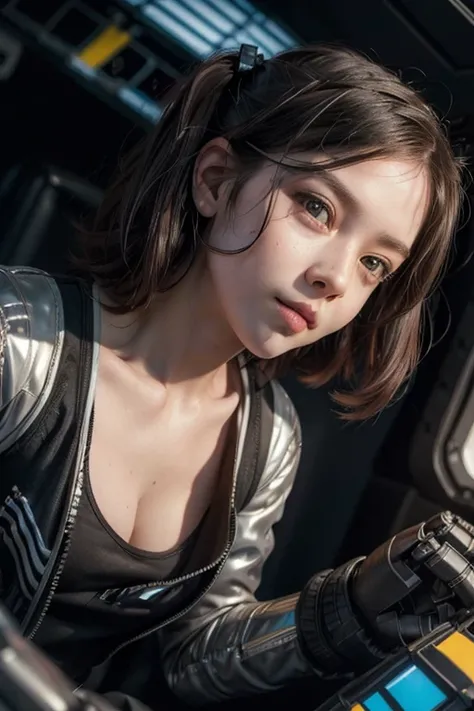 ((super-real photography: 1.5)), (realistic: 1.3), A bold and aggressive pose, 
BREAK
((A young girl piloting the robotic loader designed by Syd Mead: 1.5)), a cute pilot Girl,
BREAK
(beautiful face: 1.5), (Super cute: 1.5), (Babyface), well-balanced face,...