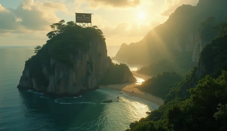 The Iconic Island Location of dead or alive movie.
- A sweeping cinematic shot of the island, highlighting its dramatic cliffs, lush jungles, and sparkling beaches. The camera pans over the dense vegetation to reveal a hidden temple ruin nestled deep withi...