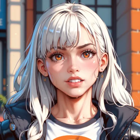 Boy ridiculous  ,  high definition , Super detailed, HDR, masterpiece,    high quality  ,   extremely detailed orange face and eyes and white hair

Long hair, 