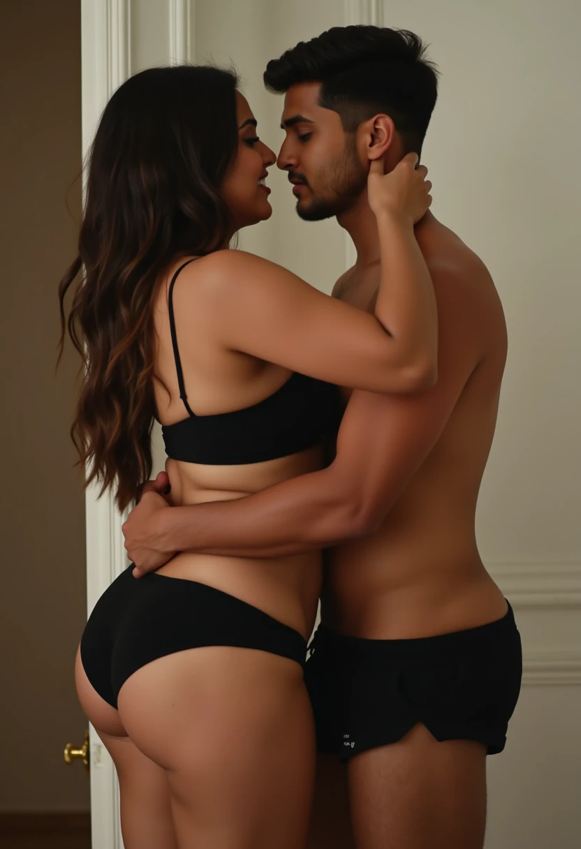 The image is about indian couple featuring an intimate, scene with older women and young boy. The subject is sexy older woman that wearing a sexy dress, women with a brown skin tone andhourglass body. The 18 years old boy wearing a black shorts only,women ...