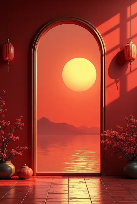 , the picture style is 「painting」，red palace wall，Sunset，plum bossom，Chinese aesthetics，White Space， minimalism ， Ultra HD，Soft materials ，classical、Magnificent、 exquisite， use symmetrical composition ，强调建筑的Magnificent和细节， like golden glazed tiles 、 red pa...