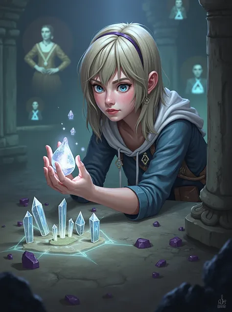 9. Scene: The hidden truth

Description:

Emily discovers a glowing stone in a room full of crystals.

Surrounding the room are lights and hologram images of ancient adventurers.

Emilys face is filled with wonder and determination.

9. Scene: The hidden t...