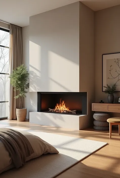 Bedroom with fireplace modern
