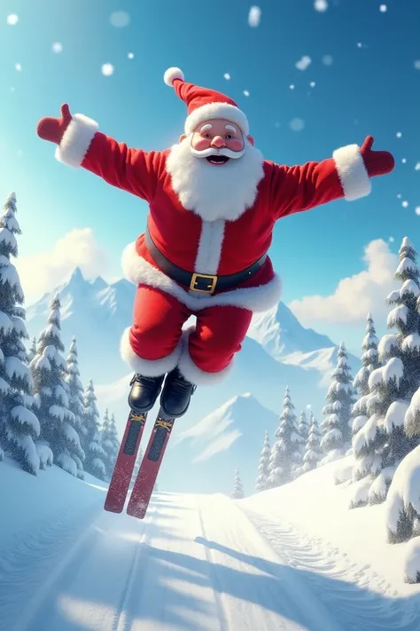 Santa Claus ski jumping picture 