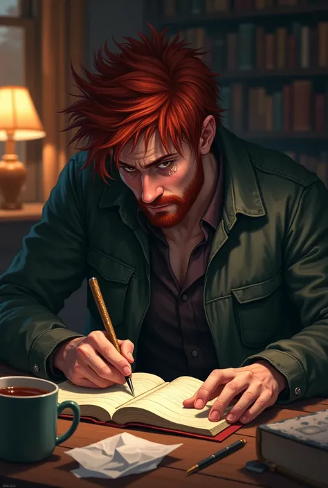 Red-haired man cries and writes diary entries about unrequited love 