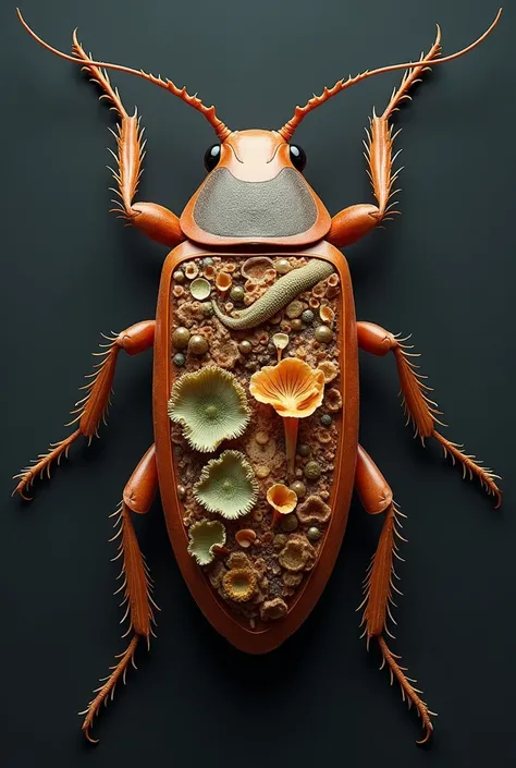 Digestive System:
Cockroach-like Gut: The Mycoroach would retain the basic structure of a cockroach’s digestive system. It would have a mouth that leads to the foregut (esophagus), followed by the midgut (stomach) for nutrient absorption, and finally, the ...