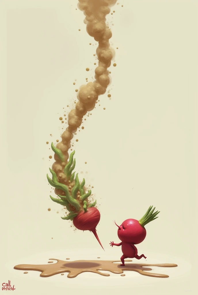 Picture of poop hitting radish