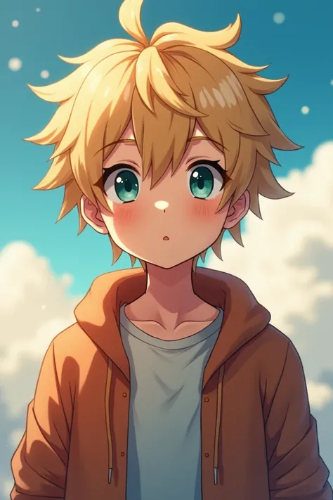 2D Japanese anime style
playful face
handsome
Slightly dark-toned skin
short haircut
cloudy blond
A gentle smile
The pictures saturation is low