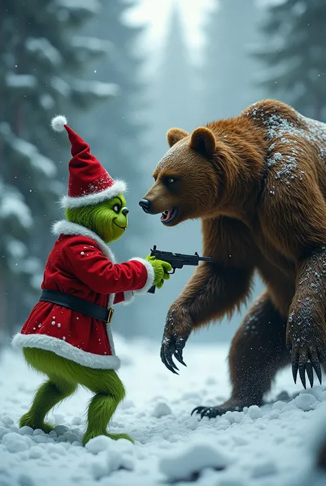 Grinch shooting a bear