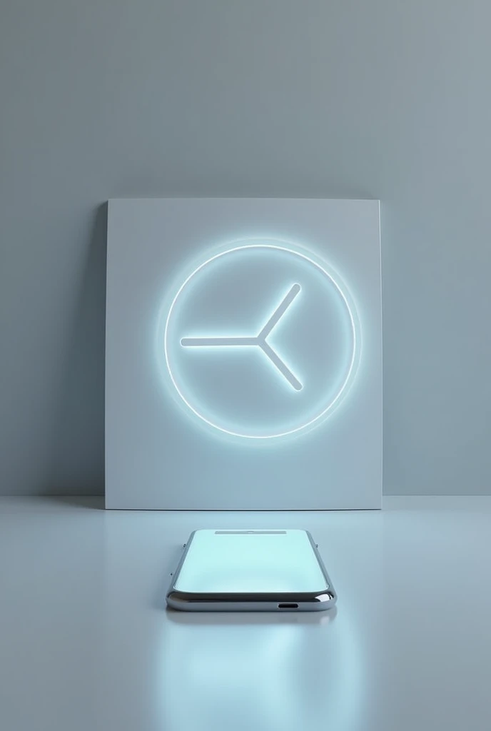 "A minimalist digital clock with glowing numbers, surrounded by a soft, neutral background. In the foreground, a modern smartphone glowing slightly, symbolizing time spent on screens. The scene is clean and futuristic, with a focus on the interplay of ligh...