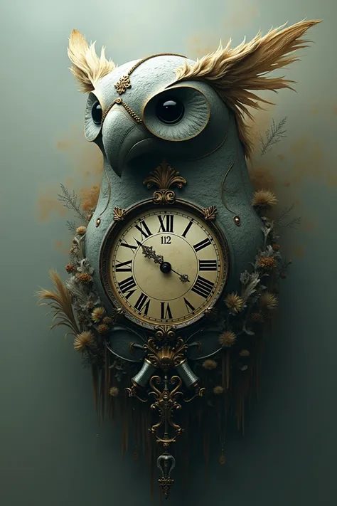 Make an ambiguous picture of owl and clock where do people see one or the other