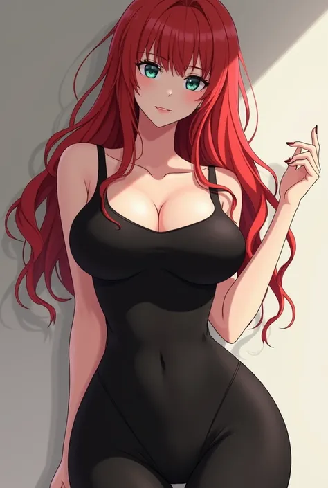 Sexy Anime Girl, Huge Breasts, Curvy, Sexy Body, Red Hair, Tight Tanktop, Black Panties