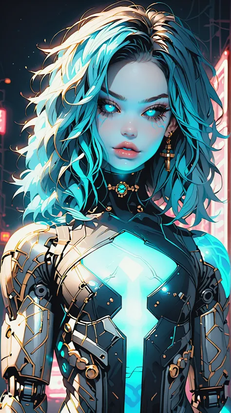 (nsfw:1), (Uncensored:1), score_9, score_8_up, score_7_up, (Three quarters Shot), (1 girl), (asian), beautiful teenage (skinny) muscular goth cyborg girl, (full Cybernetic bodysuit:1.5), (black sclera:1.5), (blue glowing eyes:1.5), (blue glowing body veins...