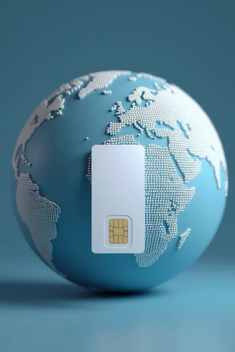 an image ,  that shows how an e-sim card is available for the whole world ( World sphere ). The e-sim card is from Saily  