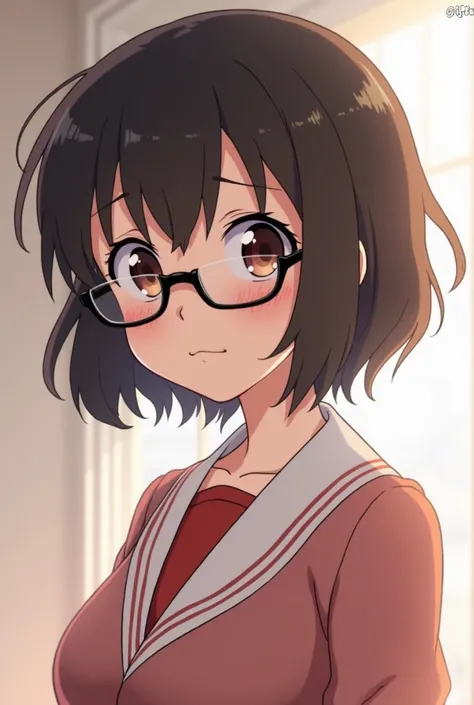 Mitsuha Miyamizu from the anime your name with glasses