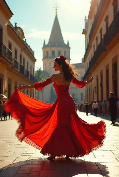 Seville – spain  • Slow-motion shot of a Flamenco dancer’s dramatic spin.
