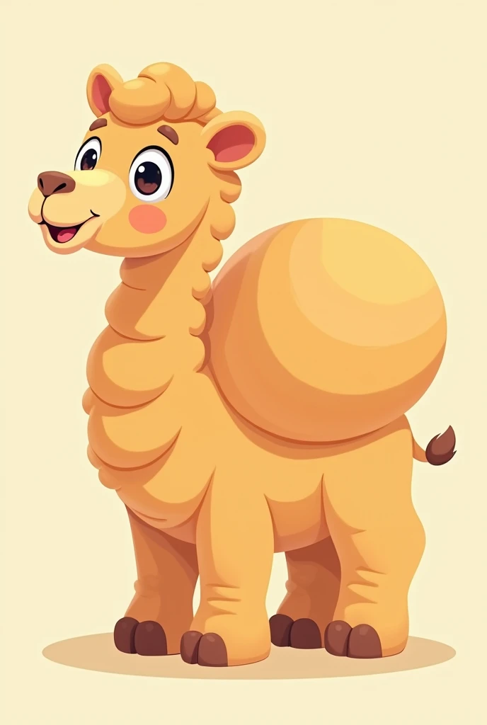 Side view of a camel animal that has a cute cartoon hump for a small 