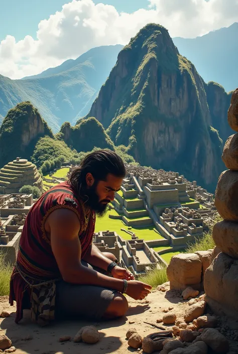 Aillus creates an image of the Incan Empire and that in the background is working and there is Machu Picchu 