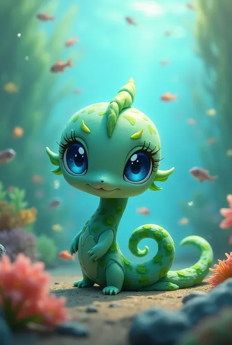 Pokémon pardo baby seaweed snake with blue eyes