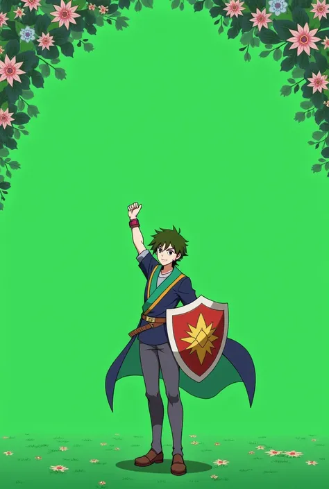 Tate no Yuusha Naofumy green background from that anime but as for a birthday template without background flowers, without letters 