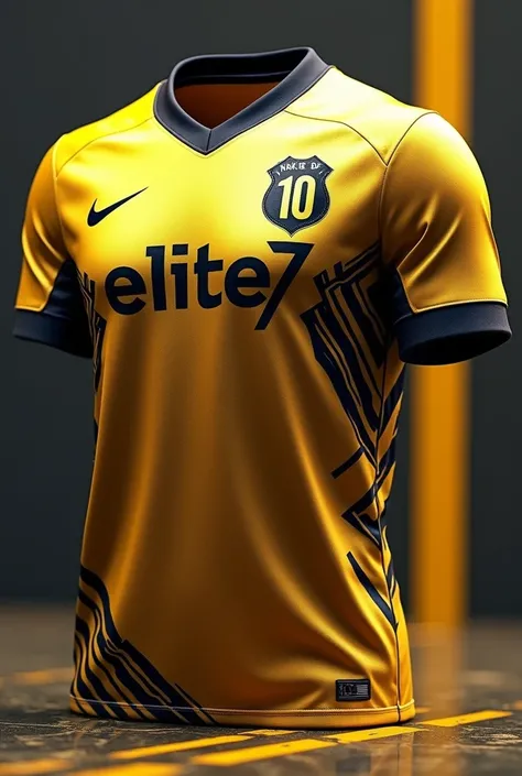  front and back shirt  ,  gold with black with the name Elite7 Nike logo , Back the number 10  ,  with very cool lines and details , 