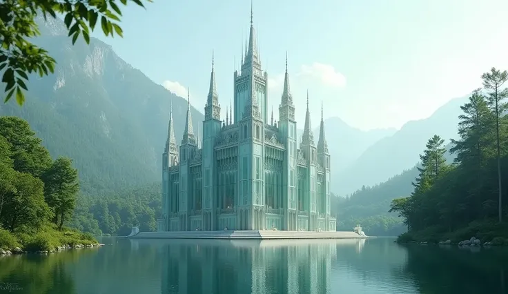 A beautiful glass-covered castle with no people