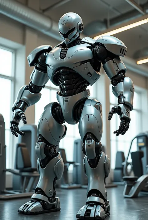 A very muscular robot in the gym 